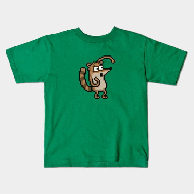 REGULAR SHOW - PIXEL RIGBY Kids T-Shirt by Force Restart